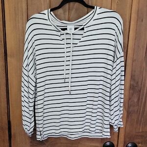 Cabi Black and White Striped Women's Top